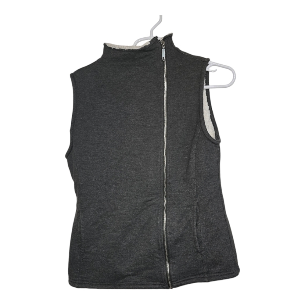 Banana Republic Factory Sherpa Vest Small Gray Full Zip Cozy